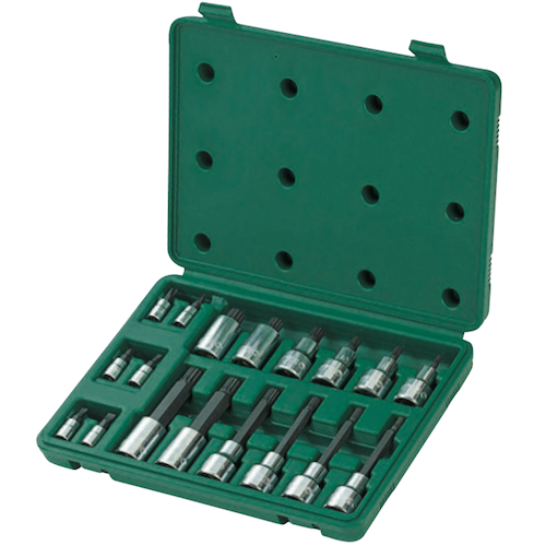 SATA 09052 Dr. TORX Bit Socket Set 18pc, 1/4" & 1/2" 2kg Metric